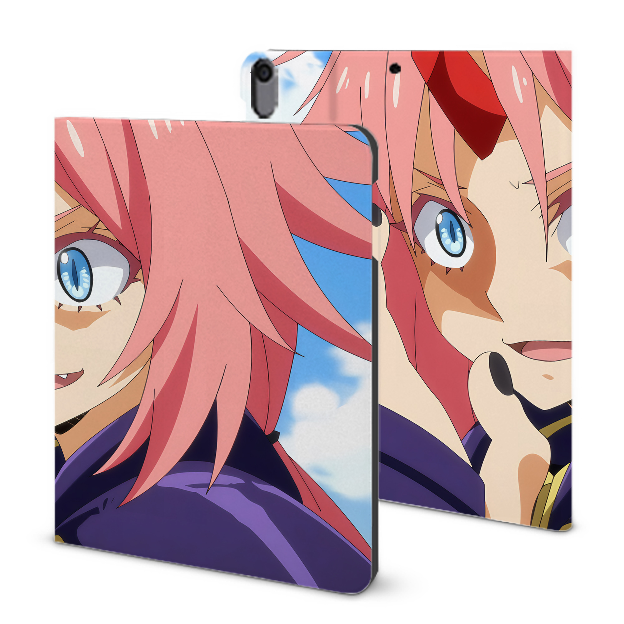 （画像用） 転スラ Regarding Reincarnated to Slime IPad ケース ブック型 PUレザー TPU 耐衝撃 軽量 薄型 ペン収納なし 全面保護 IPad 各モデル対応